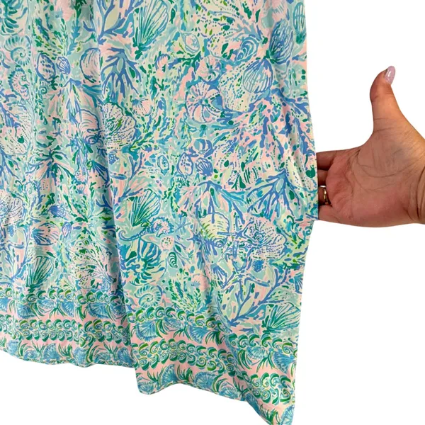 Lilly Pulitzer Johana Cover Up Swim Dress Womens L Surf Blue Sea Life Beachcore - Image 6