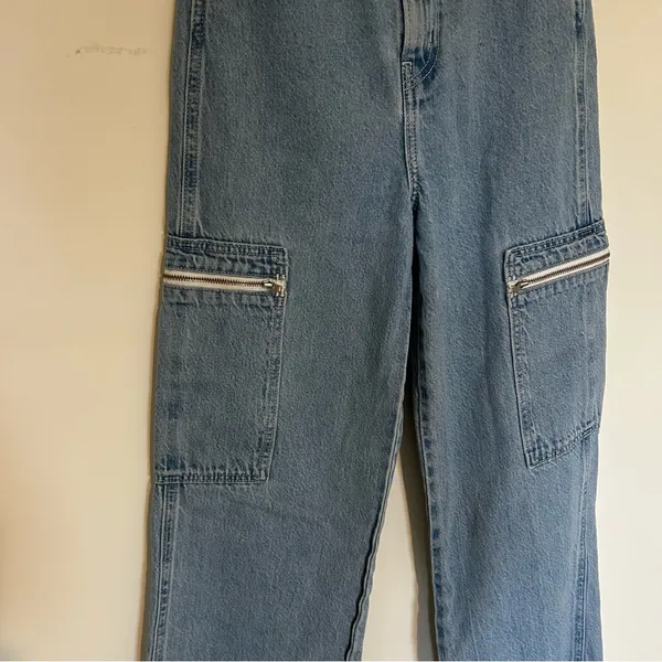 Levi’s High Loose Premium Wide‎ Leg Cargo Utility Style Zipper Pocket Jeans 23 - Image 5