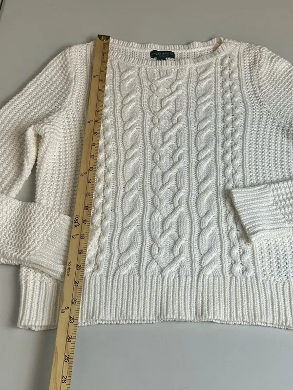 Lauren Ralph Lauren Cable Knit Soft Cotton Blend Chunky Open Knit Sweater Size L - Image 4