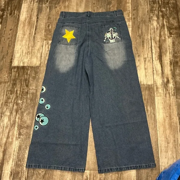 Stylish Blue Embroidered Women's Jeans Size Large - Image 14