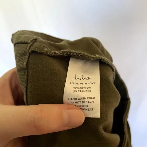 Lulus olive green paperbag pants women's size L trousers‎ pockets belted cotton - Image 7