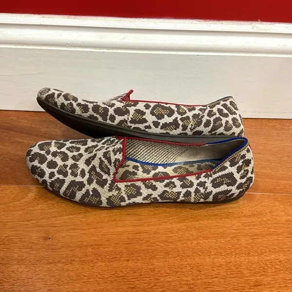 Rothy's The Loafer Women Leopard Print Red Trim Knit Flats‎ Size 8 - Image 8