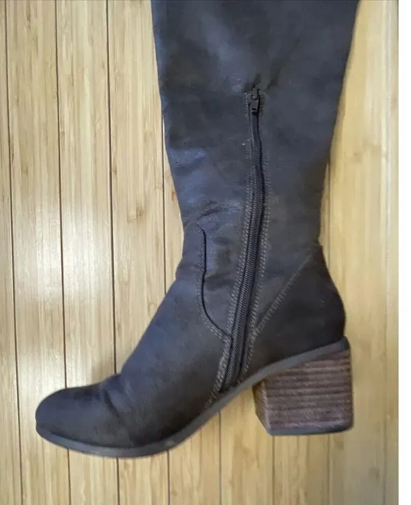 Report Fisher Women’s Boots Size 7.5 Riding Boot Over the Knee Brown Half Zip - Image 6