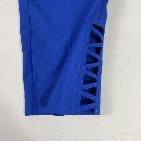 Anthony's Resort Wear Pants Womens 6 Blue Capri Lattice Hem Pull‎ On Stretch - Image 2