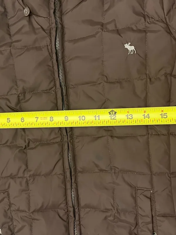 Abercrombie Fitch Brown Puffer Jacket Fur Lined Y2K - Image 11