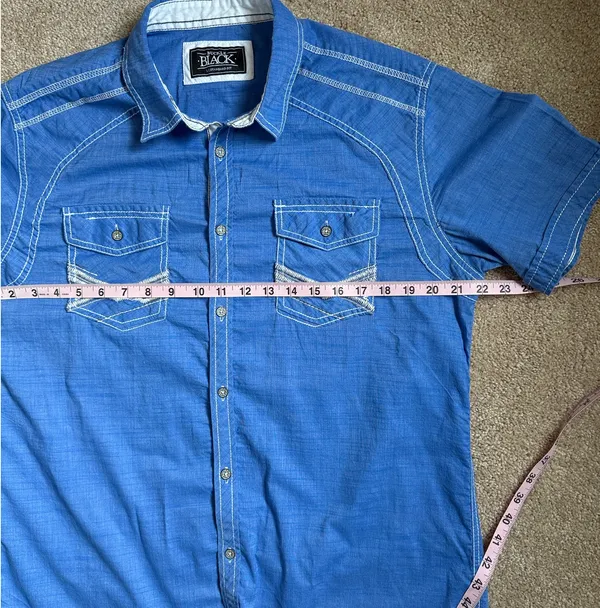 Buckle Black Men’s Blue Standard Fit Western Short Sleeve Button Down Shirt - Image 4