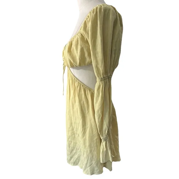 Kittenish Jessie James Decker Yellow Cutout Mini Dress XS Long Sleeve Party - Image 3