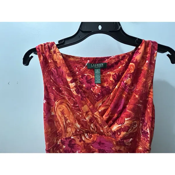 Ralph Lauren Floral Ruched Stretch Dress Sz 2 Preppy Classic Bright Sunny Career - Image 7