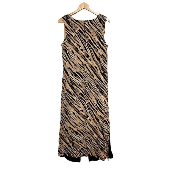 Vintage Sheri Martin Size 12 Dress Shift Sleeveless Side Slits Geometric‎ Long - Image 2