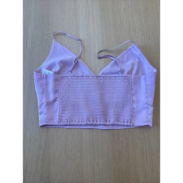 Abercrombie & Fitch Satin Crop Smocked Back Tank Size Medium A1469 - Image 3