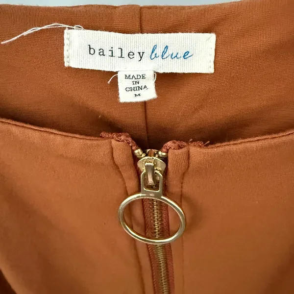 Bailey Blue Rust‎ Orange Square Neck Zip Front Mini Dress Women's Size M Fall - Image 5