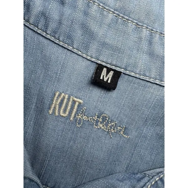 Kut from the Kloth Womens Denim Jean Button Up Shirt MEDIUM Blue - Image 4
