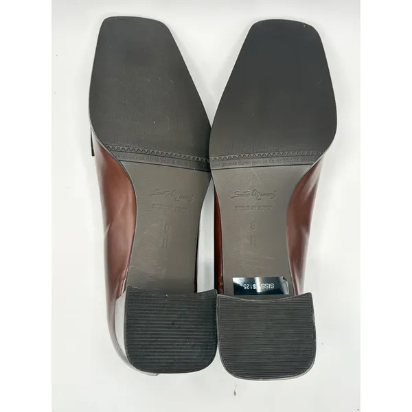 Sesto Meucci Sissy Tan Calf Leather Square Toe Block Heel Penny Loafers Size 8N - Image 4