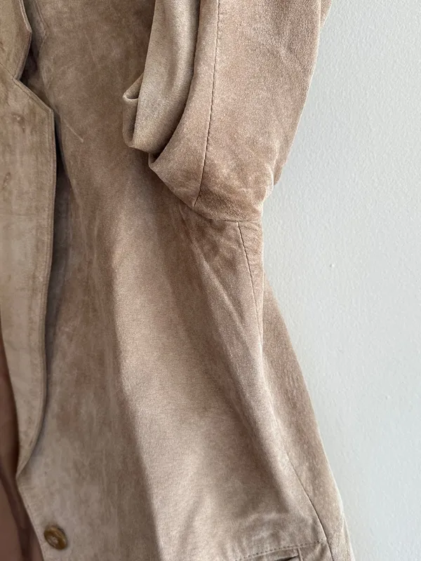 L.L. Bean Tan Suede Blazer Jacket, Fall Outerwear, Size 10 Petite - Image 15