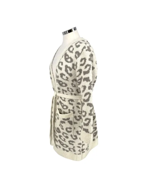 Comfyluxe Leopard Print Luxury Soft Robe Cream Ivory Gray One Size NWT Cozy Core - Image 6