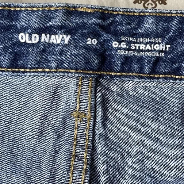 OLD NAVY Womens Size 20 Extra High Rise‎ O.G. Straight Denim Jeans w/Patches - Image 6
