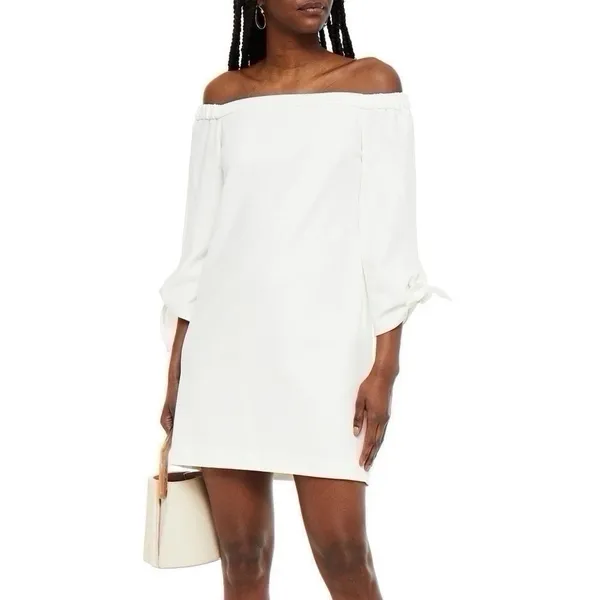 NEW Tibi Women’s Structured Crepe Off-the-Shoulder Dress Ivory Size 2 - Image 3
