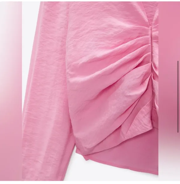 Pink textured long sleeve button front shirt - Image 4
