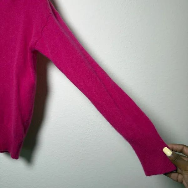 360 Cashmere Women 100% Cashmere Sweater Small Pink V-Neck Long Sleeve Kidcore - Image 6