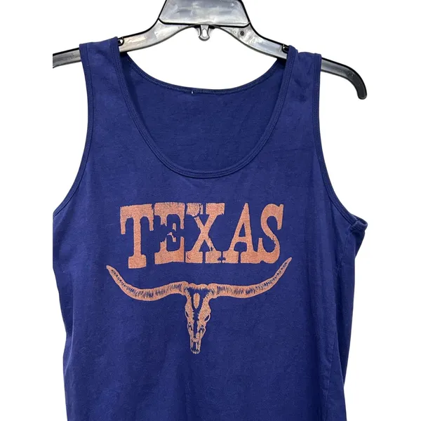 Texas Longhorn Graphic Tank Top Navy Blue Sleeveless Western Women's Est. Small - Image 5