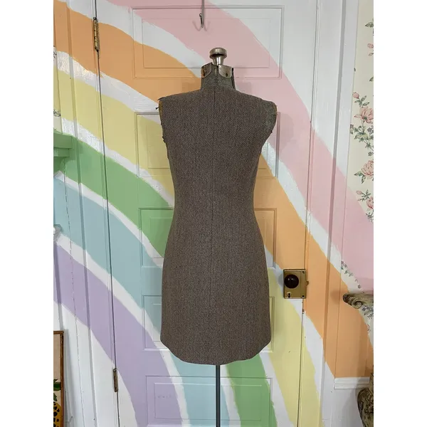 Ralph Lauren Wool Blend Tweed Herringbone Sheath Academia Jumper Dress Sz 4 💛🎀 - Image 6