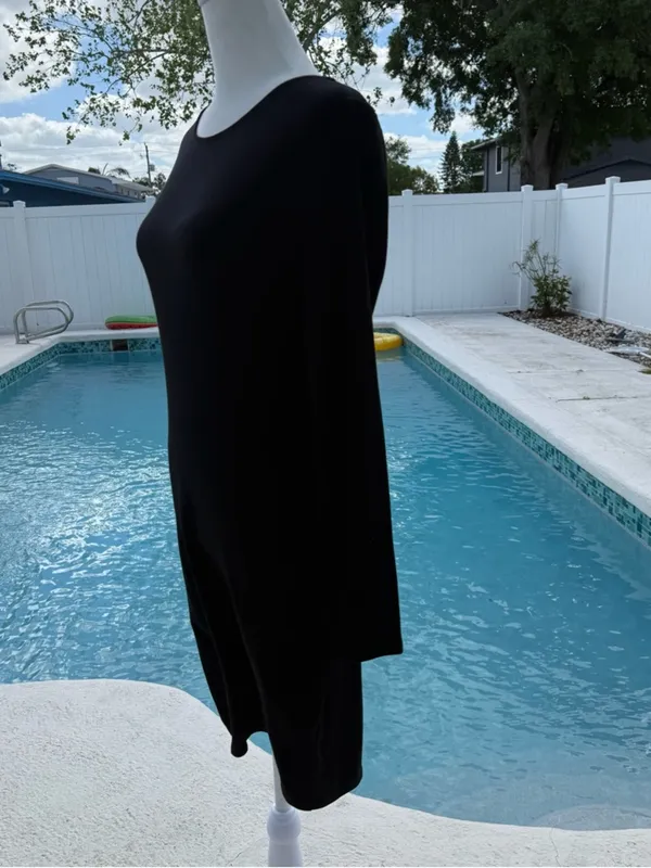 Lulu's Black Long Sleeve Crewneck Sheath Dress Size Medium - Image 3