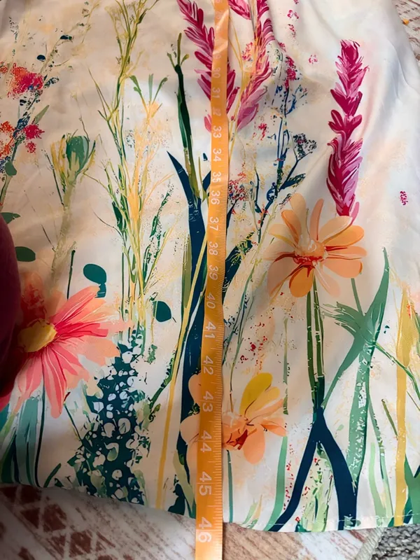 Women’s Cream Floral nightgown with Colorful Botanical Print 3/4 sleeves - Image 9