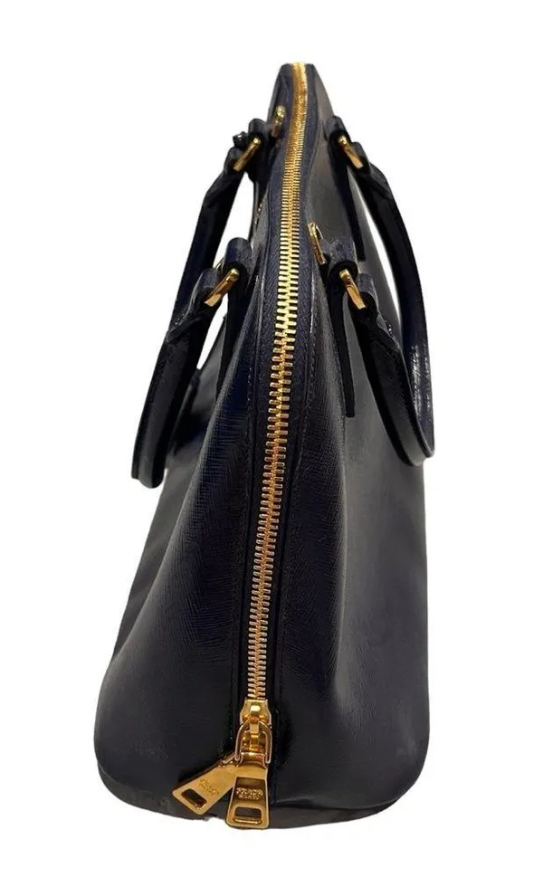 Prada Navy Blue Patent Saffiano Vernice Shoulder Bag Purse - Image 2