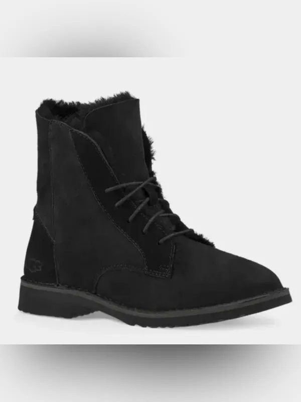 UGG Quincy Combat Boots Black Women’s Size 5 NIB Sheepskin Sold Out $170 Retail - Image 4