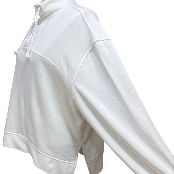 Out From Under XS‎ Belmar Henley Popover Sweatshirt Ivory Funnel Neck Oversized - Image 4