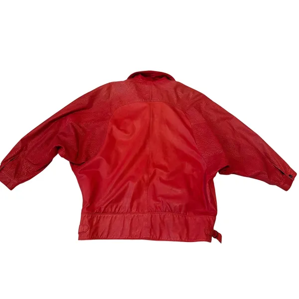 Vintage 80s Gino di Giorgio Embossed Red Leather Jacket M - Image 2