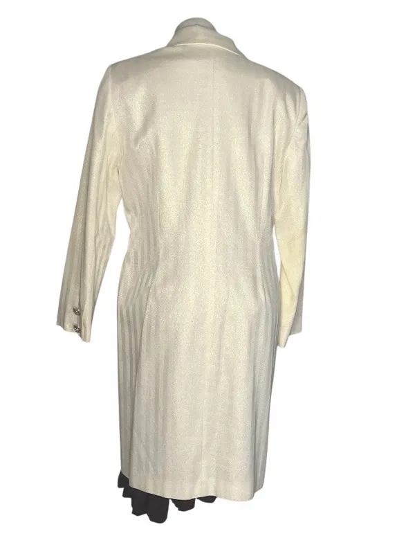 LILY & TAYLOR Ivory Blazer Coat Longline Crystal Buttons Shimmer Fabric Size 14 - Image 2