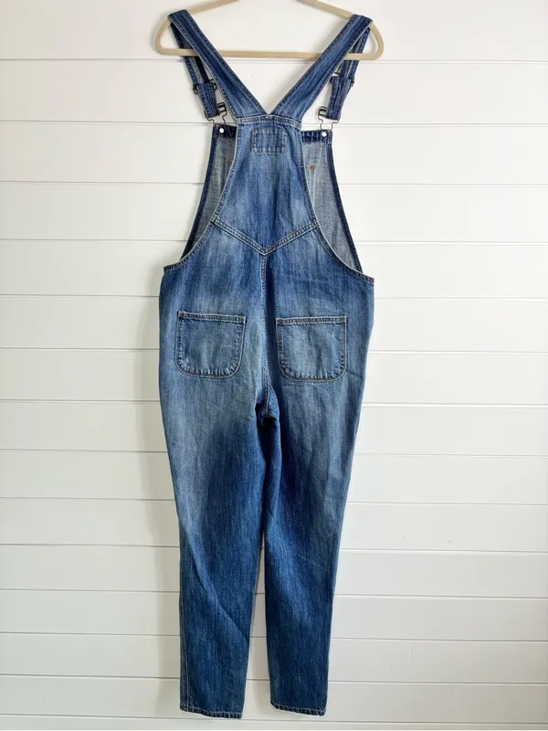 Ann Taylor Loft Distressed Blue Jean Denim Overalls Size L - Image 5