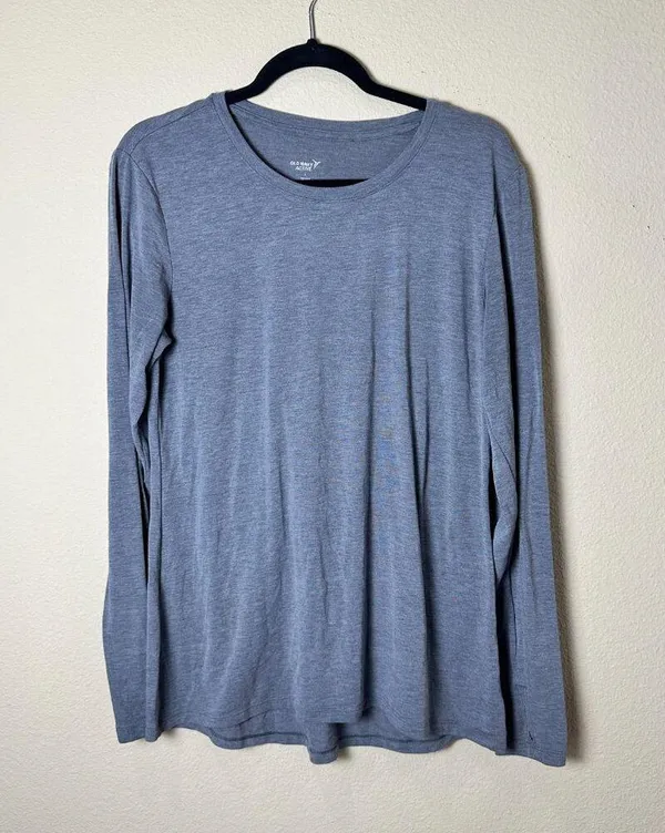 OLD NAVY ACTIVE Grey Soft Athletic Long Sleeve T Shirt w Thumbholes Size Large - Image 5