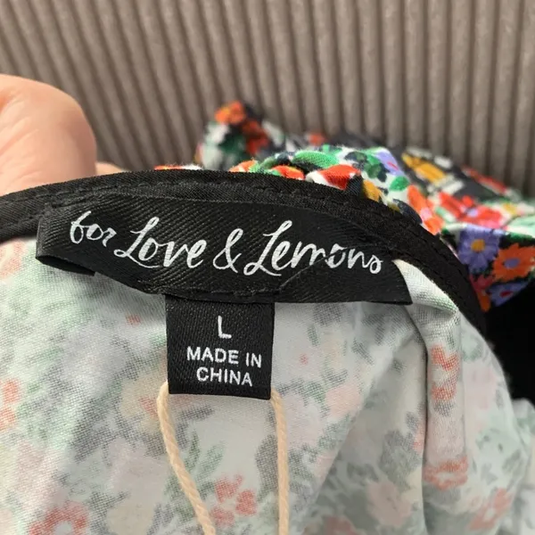 For love & Lemons size large nwt Hudson mini dress Chic Floral ruffle black - Image 2