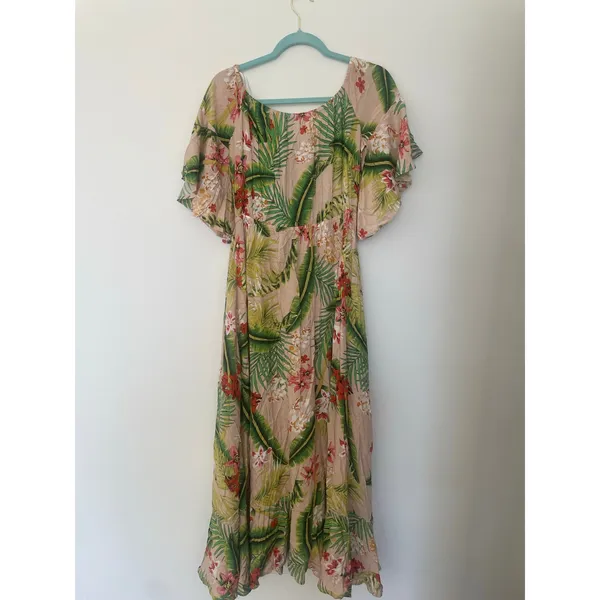 Label of Love Tropical Print A-Line Tassel Maxi Dress Sz Med - Image 2