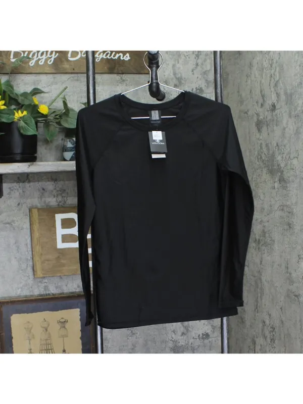 NWT Volcom Womens Long Sleeve Rashguard Top O0312301 Jet Black L - Image 3