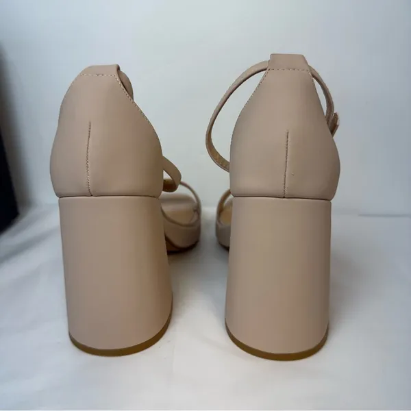 IDIFU Nude Pink Chunky Block Heel Sandals 8.5 Open Toe Ankle Strap Wedding Prom - Image 4