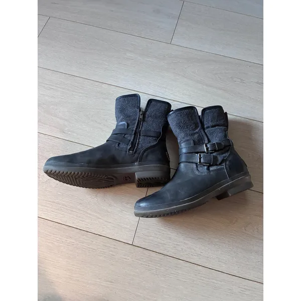 UGG Simmens Waterproof Black Leather Moto Boots Womens 10 - Image 5