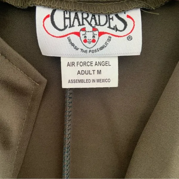 Charades Air Force Angel Pilot Officer Costume Green Jumpsuit Medium NEW - Image 6