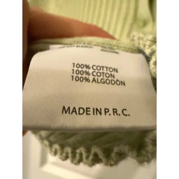 Brandy Melville Sage Green Ribbed Knit Polo Crop Top Small Cotton Short Sleeve - Image 7