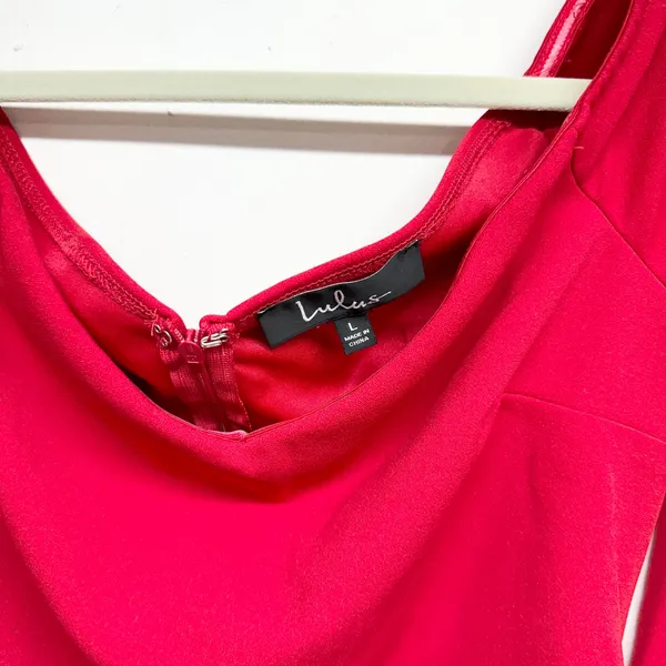 Lulu's Women Baby Be Mine Red‎ Off-the-Shoulder Bodycon Dress Large - Image 3