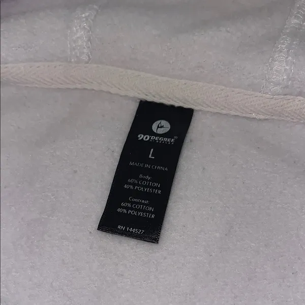 White Lightweight Hoodie Size L - Image 2