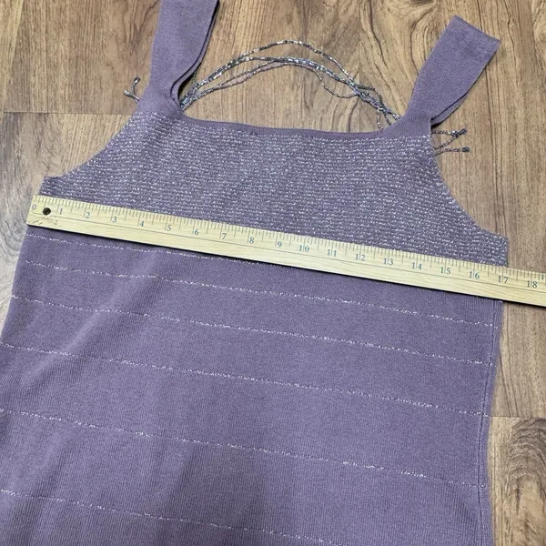 Bandolino Purple Beaded Tank Top Size XL‎ Boho Y2K Sleeveless Blouse Shimmer - Image 6