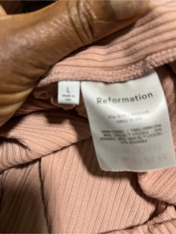 Reformation Jeans Ribbed Mini Dress in Dusty Rose Fall Winter Bodycon Size L - Image 8