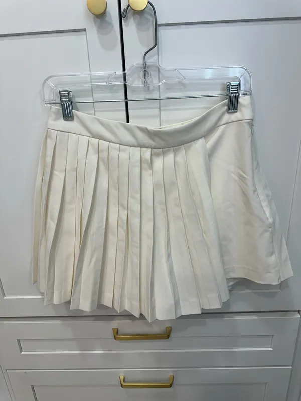 Abercrombie Pleated Wrap Mini Skort Cream - Image 4