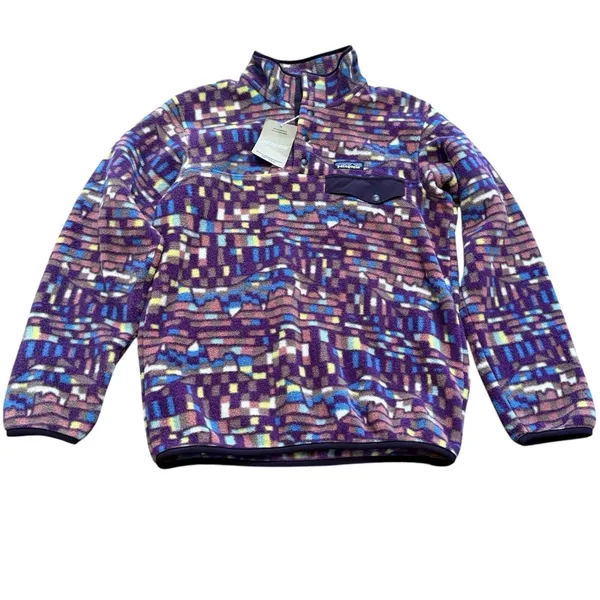 Patagonia‎ Synchilla Snap T Pullover Womens XS Night Plum Fitz Roy Patchwork New - Image 4