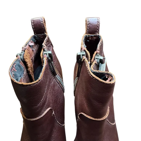 Dolce Vita Booties Womens Size 7.5 Brown Leather Ankle Zip High Heel Lined Boots - Image 3