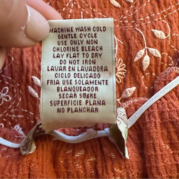 Vintage Y2K Babydoll Top‎ Younique Large Terracotta Embroidered Feminine Floral - Image 8
