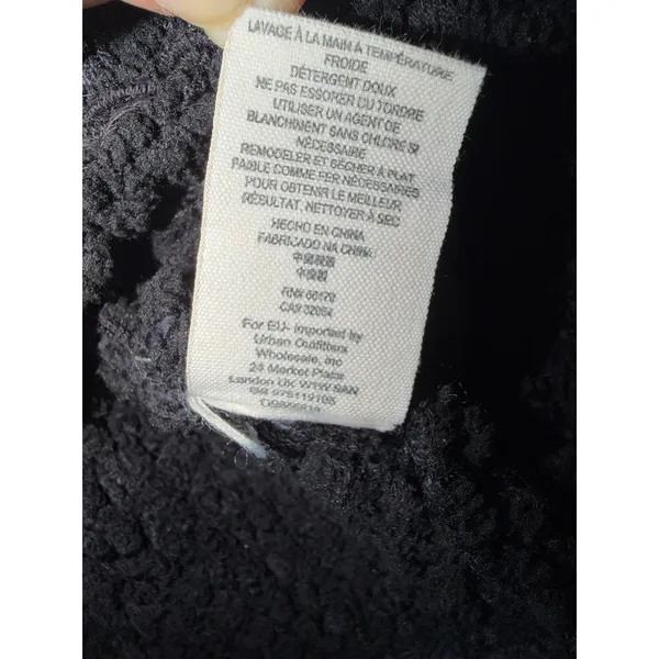 Free People Black‎ Chunky Knit V-Neck Batwing Sleeve Oversized Sweater Small - Image 4